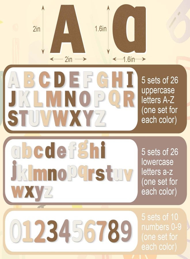 Breling 310 Pieces Felt Letter Christmas Bulletin Board Letters Sticker with Number 2" Bulk Self Adhesive ABC Upper Lowercase Sticky Letter for Xmas Gift Bulletin Board Classroom(Brown Color) - Image 2